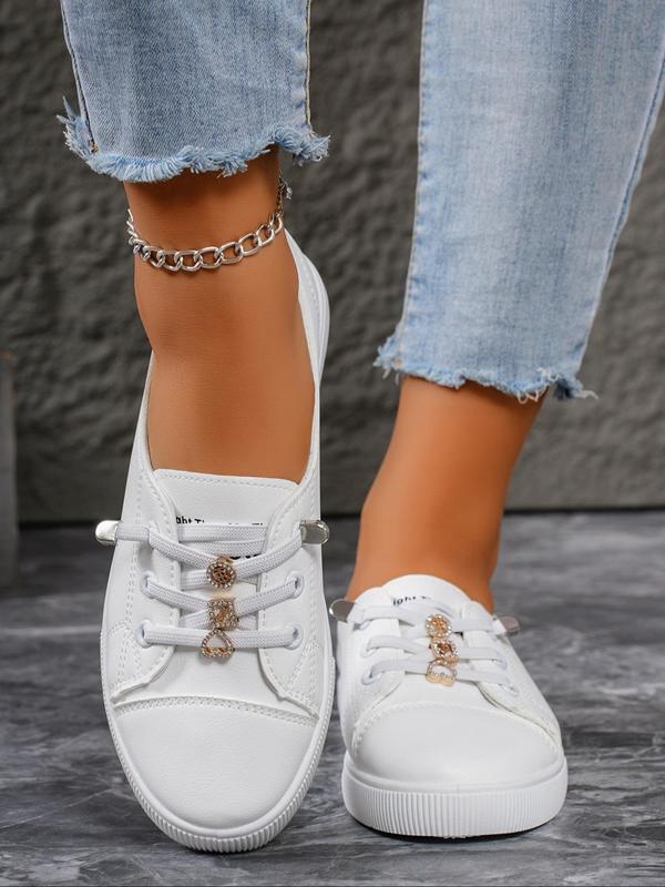 Women's Fashionable Lace Up Low Top Sneakers, Casual Comfortable Breathable Skate Shoes, Female All-match Round Toe Shoes for Daily Wear