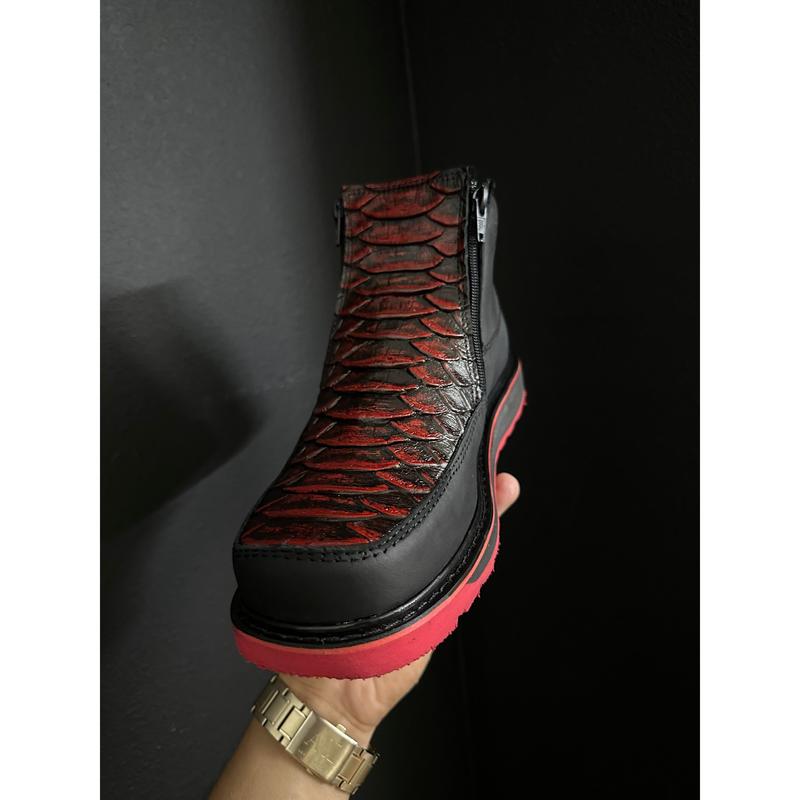 Cherry Black Matte Jumbo Python Shoes