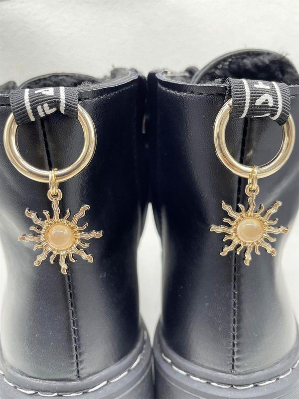 1 Pair Punk Style Artificial Gemstone Decorated Shoes Charm, Sun Shaped Shoes Decoration for Boots, Fashionable Shoes Accessories for Women & Men