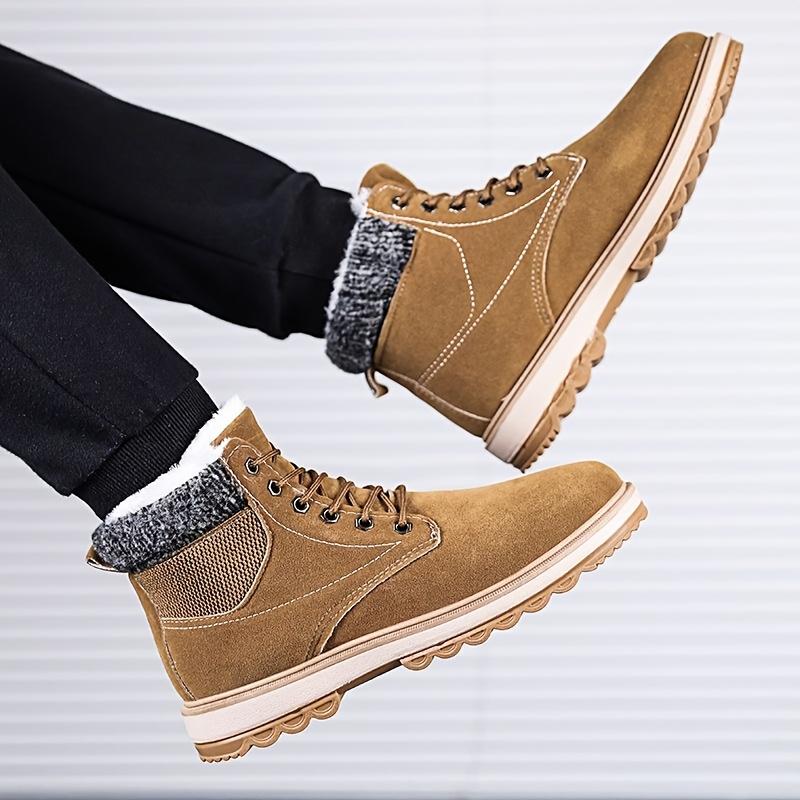 Men's winter warm fleece-lined snow boots-casual outdoor & Hiking ankle boots with lace-up closure, durable PVC sole