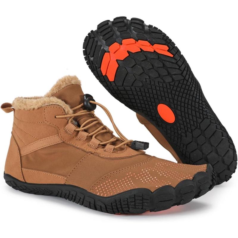 Men Women Barefoot Shoes Winter Wide Toe Box Walking Boots Plush Lined Warm Snow Boots Outdoor Anti-Slip Ankle Boots