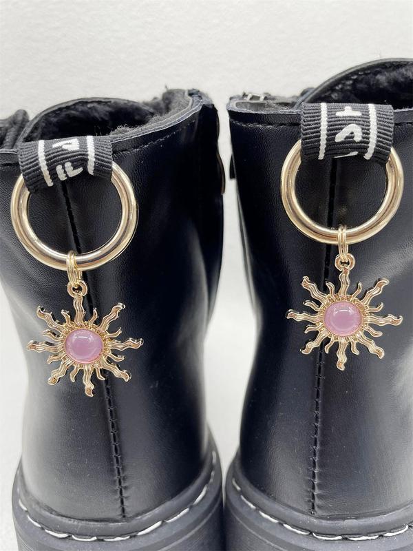 1 Pair Punk Style Artificial Gemstone Decorated Shoes Charm, Sun Shaped Shoes Decoration for Boots, Fashionable Shoes Accessories for Women & Men