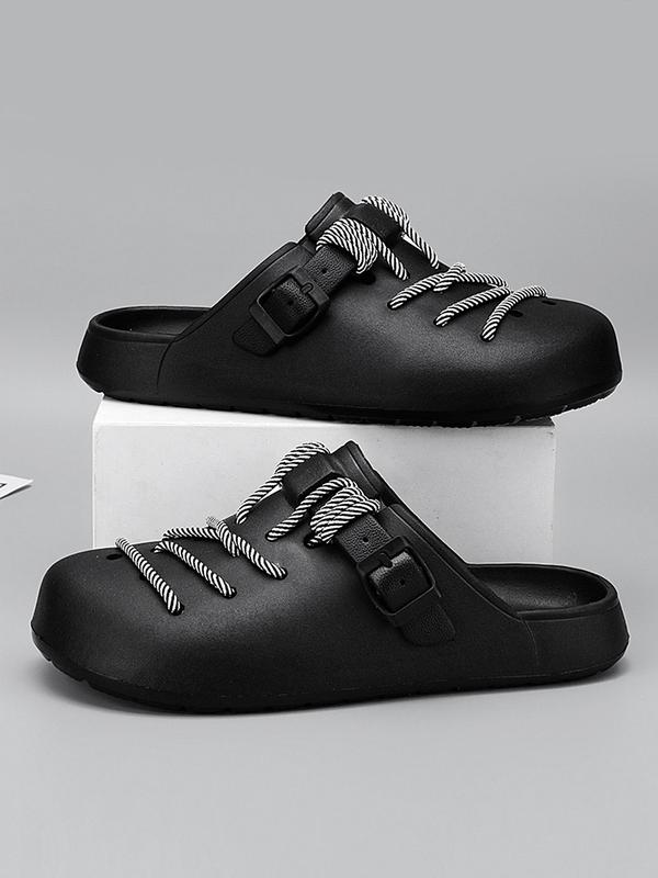 Men's Minimalist Plain Color Slippers, Casual Comfortable Breathable Clogs, Fashionable Shoes for Indoor & Outdoor Wear