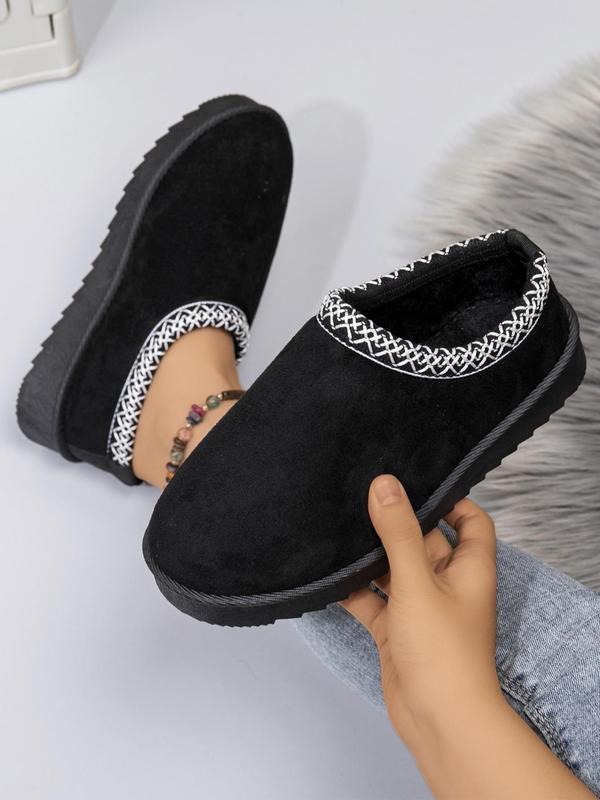 Women's Fashionable Plain Color Slip on Plush House Slippers, Casual Comfortable Home Slippers, Warm Slippers for Indoor & Outdoor Wear Indoor Slippers