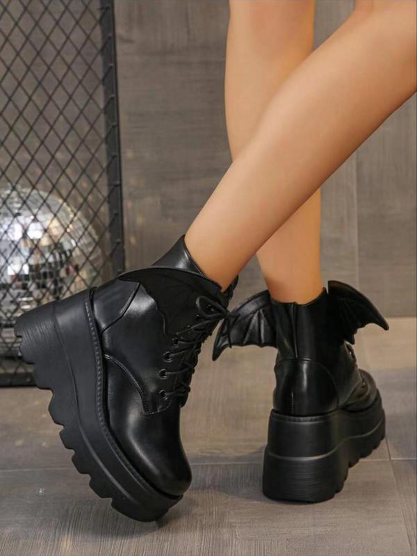 Women's Fashionable Punk Style Platform Boots, Casual Trendy Lace Up Round Toe Boots, Fashionable Shoes for Daily Wear Boots For Women