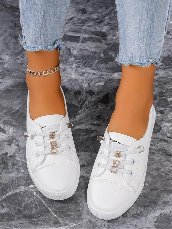 Women's Fashionable Lace Up Low Top Sneakers, Casual Comfortable Breathable Skate Shoes, Female All-match Round Toe Shoes for Daily Wear