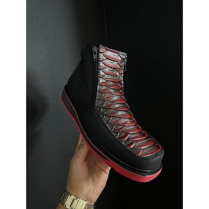 Cherry Black Matte Jumbo Python Shoes