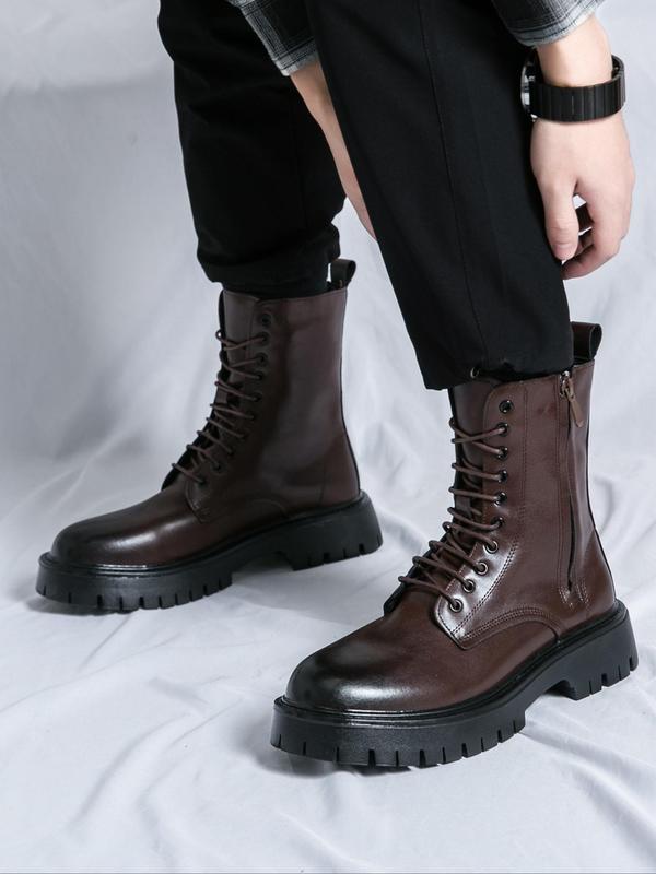 Men's Fashionable Lace Up Front Ankle Boots, Casual Comfortable Boots for Daily Wear, Male All-match Trendy Shoes for Daily Wear