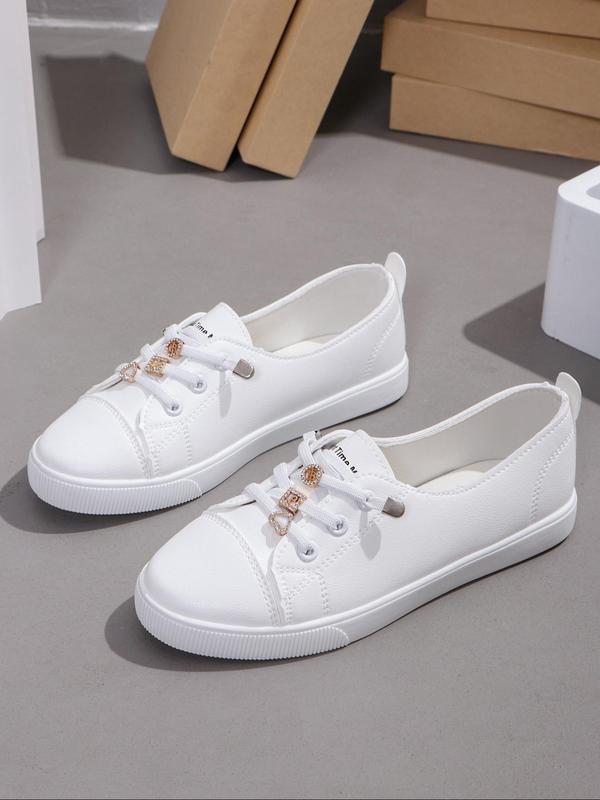 Women's Fashionable Lace Up Low Top Sneakers, Casual Comfortable Breathable Skate Shoes, Female All-match Round Toe Shoes for Daily Wear