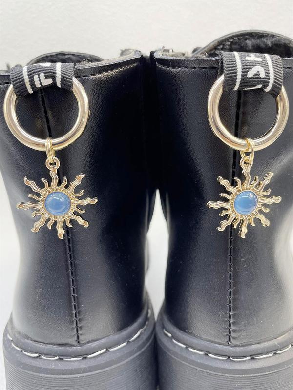 1 Pair Punk Style Artificial Gemstone Decorated Shoes Charm, Sun Shaped Shoes Decoration for Boots, Fashionable Shoes Accessories for Women & Men