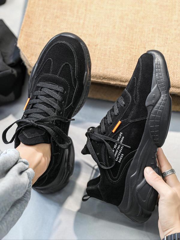 Men's Fashion Colorblock Letter Design Lace Up Front Low Top Sneakers, Casual Breathable Comfortable Outdoor Sports Shoes