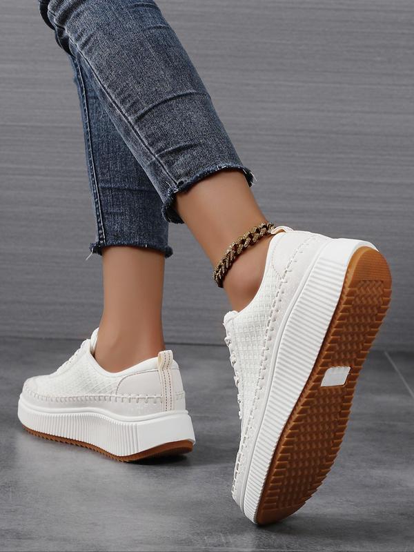 Women's Fashionable Colorblock   Solid Lace Up Sports Gym Platform Sneakers, Comfortable Casual Sneakers for Daily Wear, Female All-match Round Toe Sport Sneakers for Daily Wear