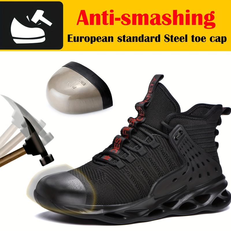 Plus Size Men's Protection Steel Toe Shoes, Lace-up Comfort Sneaker, Perfect for Building Safety Exercise Activities