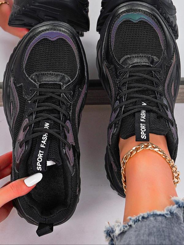 Women's Fashionable Lace Up Low Top Sneakers, 2024 New Style Casual Breathable Comfortable Sports Running Shoes, All-match Basic Shoes for Daily Wear