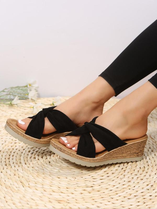 Women's Fashionable Criss Cross Strap Espadrilles, Casual Comfortable Platform Sandals for Summer, Lightweight Breathable Shoes for Daily Wear