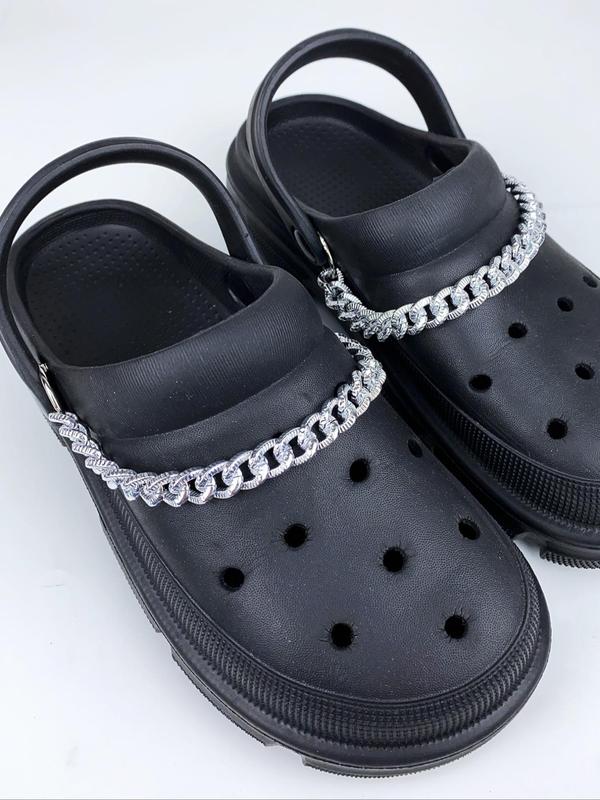 Punk Style Rhinestone Decorated Cuban Chain Design Shoes Decorations, Fashionable Novelty Shoes Decorations for Clogs, Dazzling Glamour Trendy Holiday Shoe Accessories for Women & Men