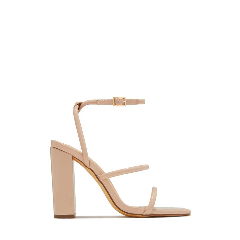 Emalia Block Heels - Nude