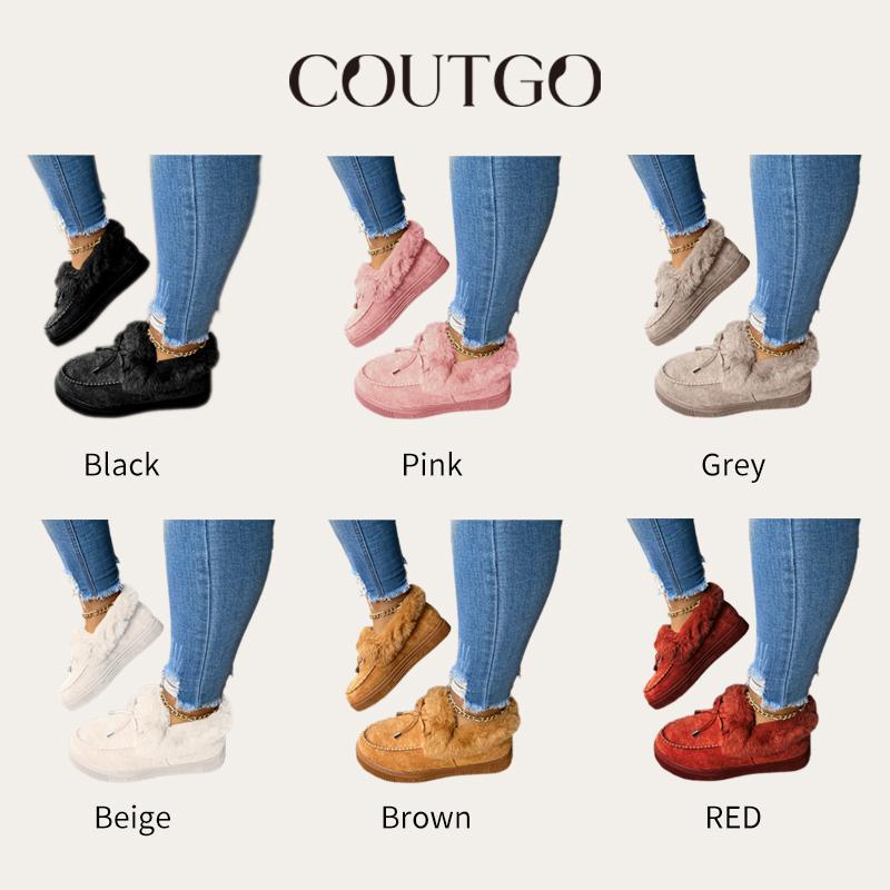 Women's Platform Warm Moccasin Slippers Slip On Loafer Plush Shoes Anti Slip Flat Walking Loafers Faux Fur Snow Boots  Soft and comfortable suede slippers for women  Footwear Walking Shoes