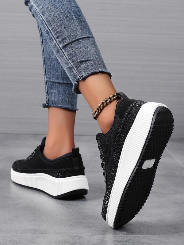 Women's Fashionable Colorblock   Solid Lace Up Sports Gym Platform Sneakers, Comfortable Casual Sneakers for Daily Wear, Female All-match Round Toe Sport Sneakers for Daily Wear