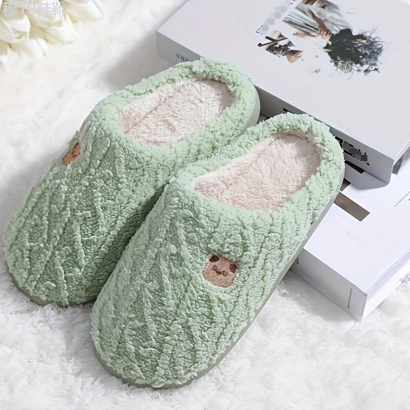 Ultra-Soft Bear Pattern Plush Slippers - Super Cute & Insulated, Effortless Slip-On for Cozy Winter Nights - Luxurious Flat Fuzzy Shoes, Perfect for Home & Bedroom Comfort Girl Footwear Women Walking Shoes Tsinelas Flipflop