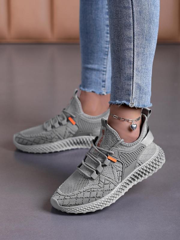 Women's Fashionable Lace Up Hollow Out Design Sneakers, Casual Comfortable Breathable Sports Running Shoes, All-match Basic Shoes for Daily Wear