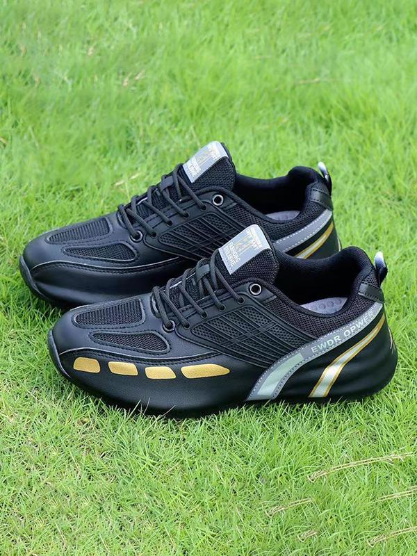 Men's Sporty Low Top Runner Sneakers, Casual Non Slip Comfortable Breathable Running Pu Leather Athletic  Sports Shoes, Walking Footwear Designer Sneakers for Daily & Back To School