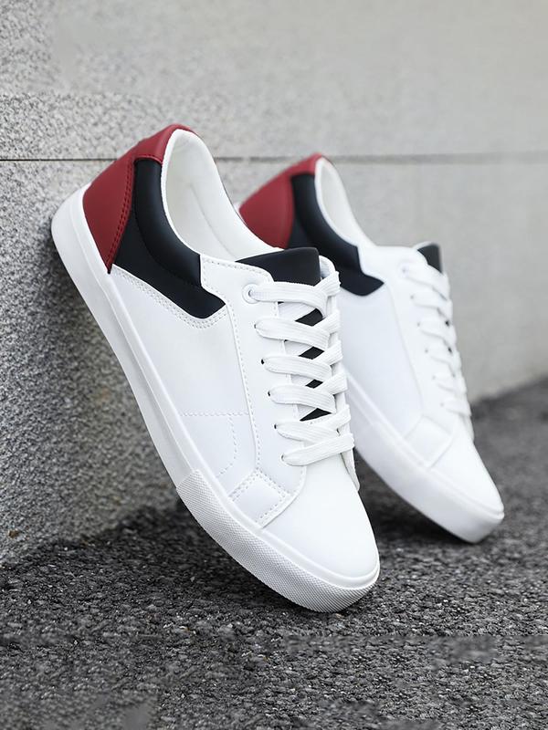 Men's Fashionable Colorblock Lace Up Low Top Sneakers, Casual Comfortable Breathable Sports Running Shoes for Men, Male All-match Round Toe Shoes for Daily Wear, Fall Outfits、fall Freshness