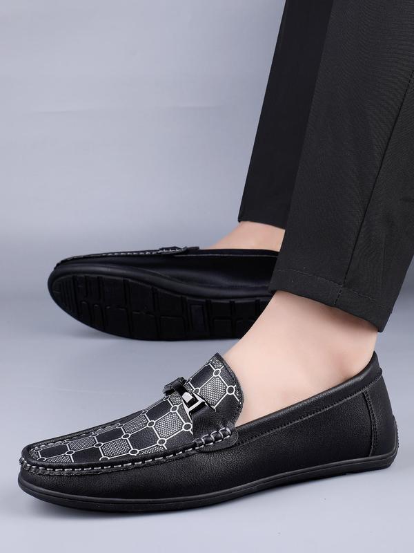 Men's Fashionable Plaid Pattern Slip on Dress Shoes, 2024 New Style Elegant Comfortable Non-slip Loafers for Daily Wear, Casual Versatile Shoes for Party, Work