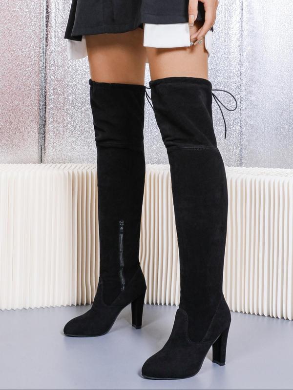 Women's Fashionable Solid Color Over-the-knee Boots, Elegant Pointed Toe High Heel Boots for Party, Daily Clothing Decor for Women & Girls