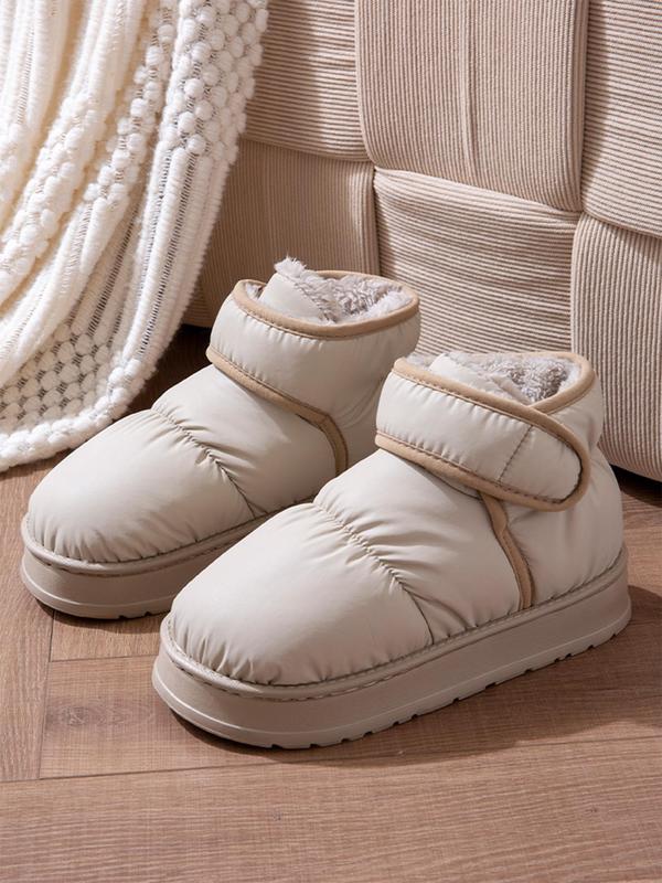 Women's Solid Color Plush Slippers, Casual Soft Comfortable Home Slippers, Warm Slippers for Indoor & Outdoor Use for Fall & Winter