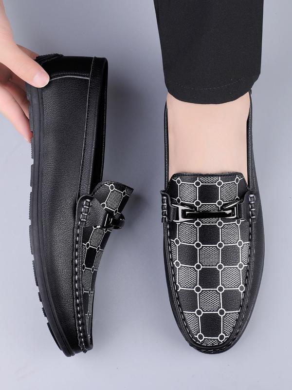 Men's Fashionable Plaid Pattern Slip on Dress Shoes, 2024 New Style Elegant Comfortable Non-slip Loafers for Daily Wear, Casual Versatile Shoes for Party, Work