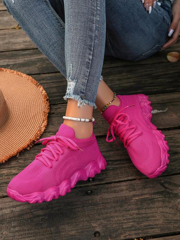 Women's Fashionable Lace Up Low Top Sneakers, Casual Comfortable Breathable Sports Running Shoes, All-match Non-slip Sneakers for Daily Wear