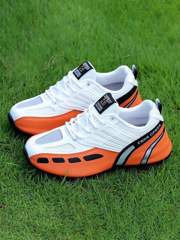 Men's Sporty Low Top Runner Sneakers, Casual Non Slip Comfortable Breathable Running Pu Leather Athletic  Sports Shoes, Walking Footwear Designer Sneakers for Daily & Back To School