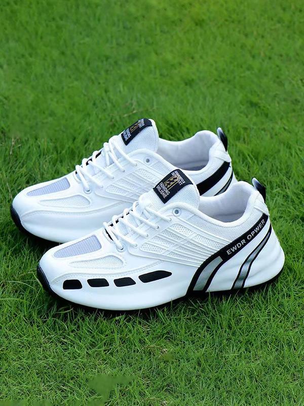 Men's Sporty Low Top Runner Sneakers, Casual Non Slip Comfortable Breathable Running Pu Leather Athletic  Sports Shoes, Walking Footwear Designer Sneakers for Daily & Back To School