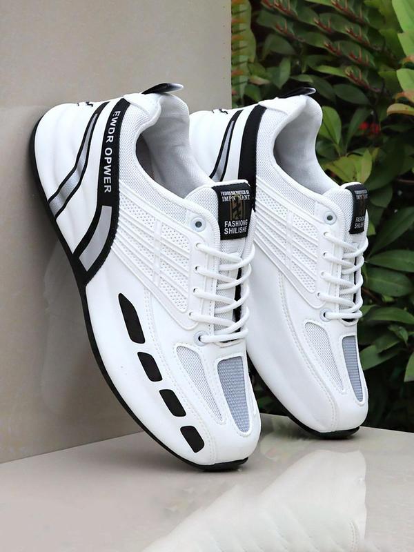 Men's Sporty Low Top Runner Sneakers, Casual Non Slip Comfortable Breathable Running Pu Leather Athletic  Sports Shoes, Walking Footwear Designer Sneakers for Daily & Back To School