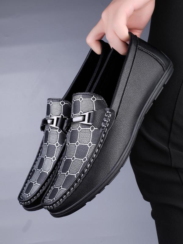 Men's Fashionable Plaid Pattern Slip on Dress Shoes, 2024 New Style Elegant Comfortable Non-slip Loafers for Daily Wear, Casual Versatile Shoes for Party, Work