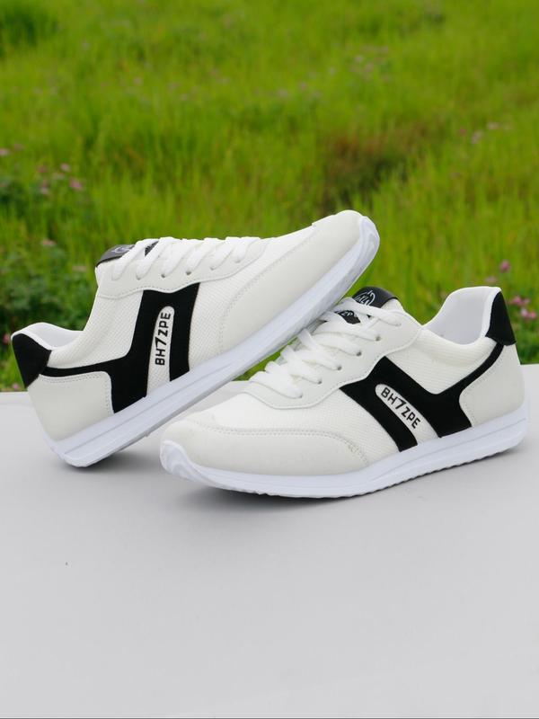 Men's Colorblock Lace Up Low Top Sneakers, Casual Breathable Comfortable Sports Running Shoes, Male All-match Round Toe Shoes for Daily Wear