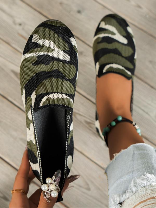 Women's Fashionable Camouflage Print Slip on Breathable Sneakers, Casual Comfortable Low Top Shoes for Daily Wear, Female All-match Round Toe Shoes for Daily Wear