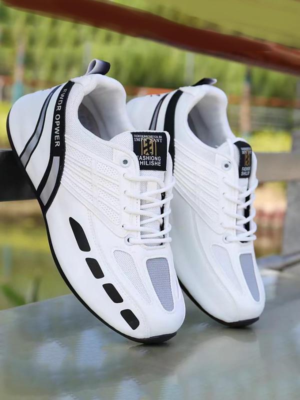 Men's Sporty Low Top Runner Sneakers, Casual Non Slip Comfortable Breathable Running Pu Leather Athletic  Sports Shoes, Walking Footwear Designer Sneakers for Daily & Back To School