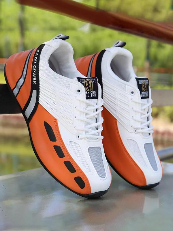 Men's Sporty Low Top Runner Sneakers, Casual Non Slip Comfortable Breathable Running Pu Leather Athletic  Sports Shoes, Walking Footwear Designer Sneakers for Daily & Back To School