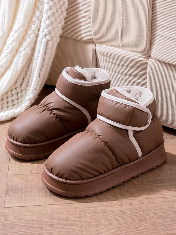 Women's Solid Color Plush Slippers, Casual Soft Comfortable Home Slippers, Warm Slippers for Indoor & Outdoor Use for Fall & Winter