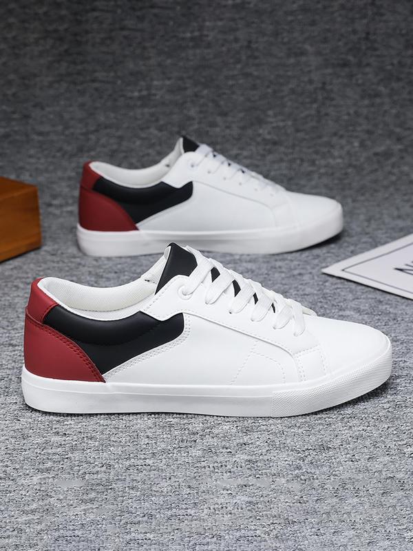 Men's Fashionable Colorblock Lace Up Low Top Sneakers, Casual Comfortable Breathable Sports Running Shoes for Men, Male All-match Round Toe Shoes for Daily Wear, Fall Outfits、fall Freshness