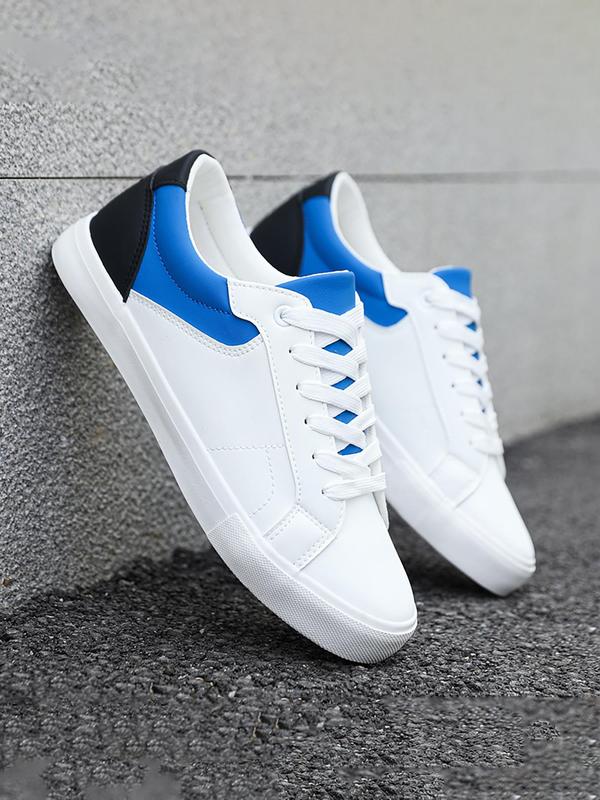 Men's Fashionable Colorblock Lace Up Low Top Sneakers, Casual Comfortable Breathable Sports Running Shoes for Men, Male All-match Round Toe Shoes for Daily Wear, Fall Outfits、fall Freshness