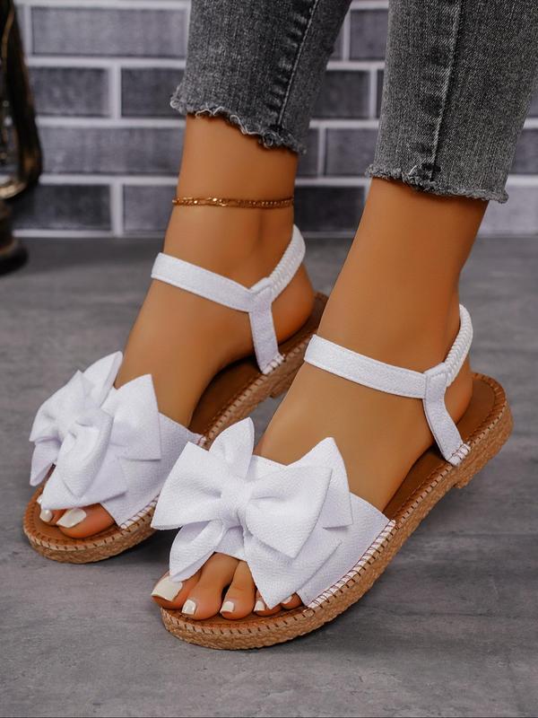 Women's Bowknot Design Flat Sandals, Casual Open Toe Slingback Sandals for Summer, Non-slip Beach Sandals for Women & Girls