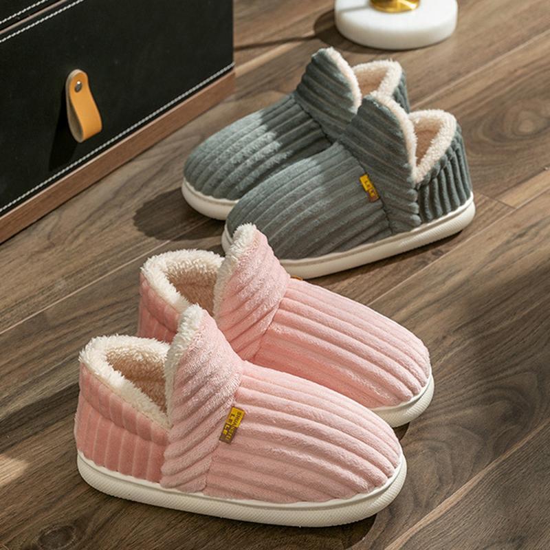 Warm Slip-On Slippers for Men & Women Simple Solid Color Close Toe House Shoes Comfortable Winter Outdoor Indoor Shoes