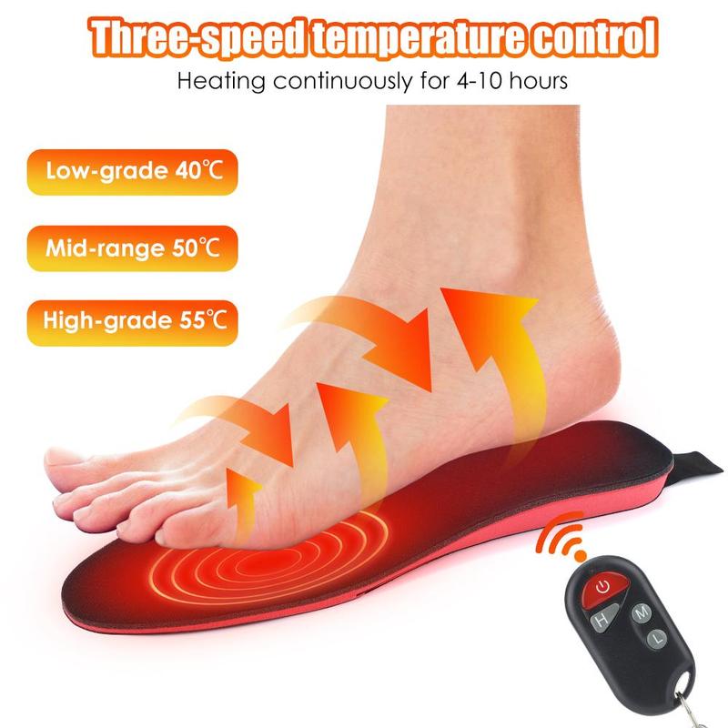 Electric Heated Insoles, 1 Pair Rechargeable Foot Warmer with 3 Temperature Settings, Shoe Insoles, Foot Accessories for Outdoor Camping Skiing Fishing Hunting, Foot Massager Footwear Comfort Footwear Comfort Tactical Bedroom Arch