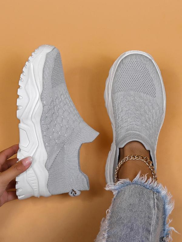 2024 New Style Plain Color Low Top Sneakers, Casual Comfortable Breathable Running Sports Shoes, All-match Slip on Trainer for Summer Wear, Shoes for Women, Fall Outfits, Fall Freshness for Fall 2024 Mesh Shoes Fall Shoes