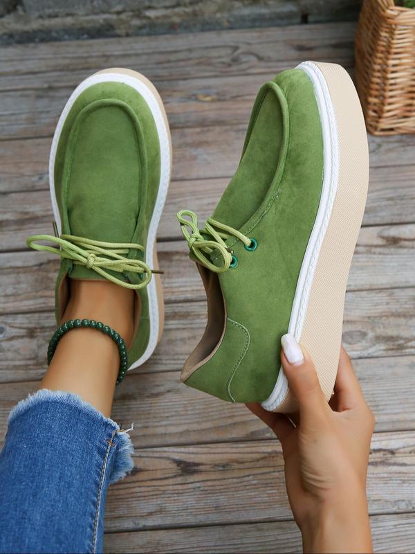 Women's Fashionable Lace Up Low Top Sneakers, Casual Comfortable Platform Sports Shoes for Daily Wear, Female All-match Round Toe Shoes for Daily Wear