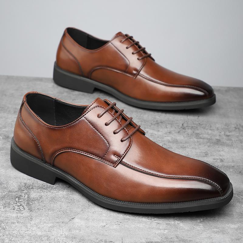 Men's Derby Shoes - Non Slip, Durable, Solid Color, Business Style, Casual, Rubber Sole - Boy, Walking Shoes solid color business formal Footwear business style