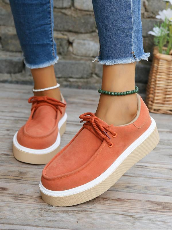 Women's Fashionable Lace Up Low Top Sneakers, Casual Comfortable Platform Sports Shoes for Daily Wear, Female All-match Round Toe Shoes for Daily Wear